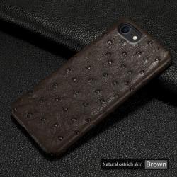 Coque pour iPhone Autruche Veritable, Couleur: Marron, Smartphone: iPhone 12