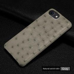 Coque pour iPhone Autruche Veritable, Couleur: Gris, Smartphone: iPhone 12