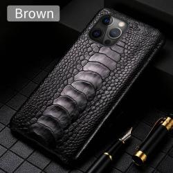 Coque pour iPhone Autruche Veritable, Couleur: Pied Noir, Smartphone: iPhone 12