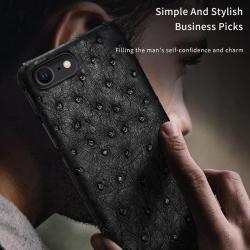 Coque pour iPhone Autruche Veritable, Couleur: Noir, Smartphone: iPhone 12 Mini