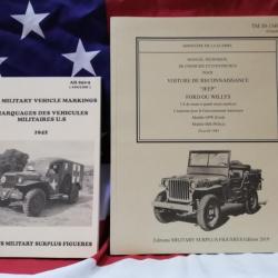 PROMO 2 LIVRES : manuel technique 10-1349 de la Jeep Willys-Ford de 1943 + AR 850 MARQUAGES WW2
