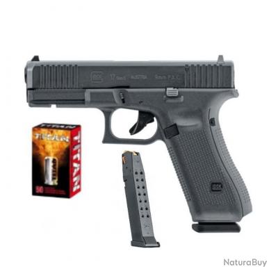 Glock 17 Gen 5 à Blanc 9mm PAK + Malette + Accessoires + Chargeur supplémentaire + 50 balles Titan