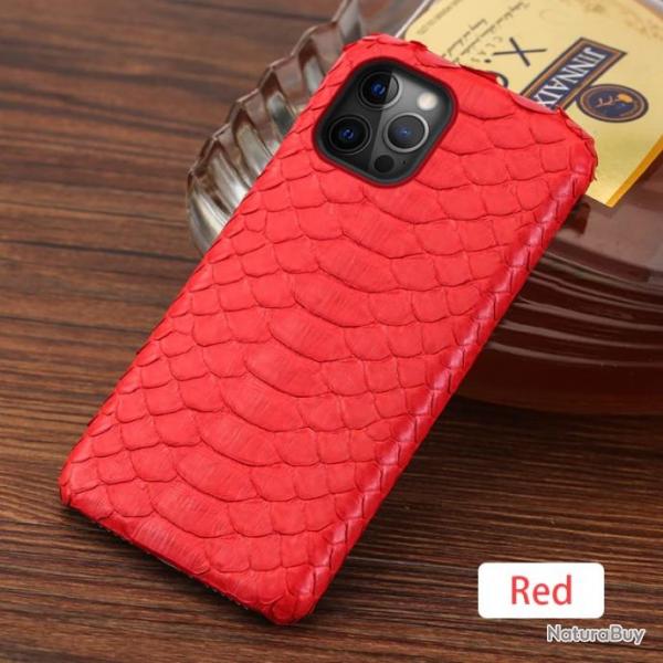 Coque Serpent Python Veritable pour iPhone, Couleur: Rouge, Smartphone: iPhone XS