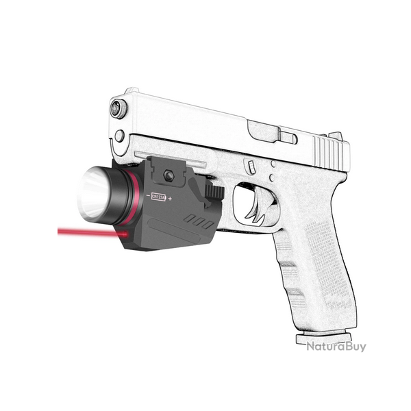 Lampe torche avec laser pour pistolet ou carabine, pour rail picatinny 20mm