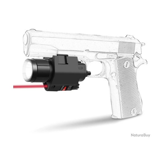 Lampe torche avec laser pour pistolet ou carabine pour rail picatinny 20mm  - Lasers, pointeurs et lampes tactiques (7731365)