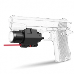 Lampe torche avec laser pour pistolet ou carabine pour rail picatinny 20mm