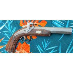 Pistolet à poudre noir crosse Renaissance Pré XXème