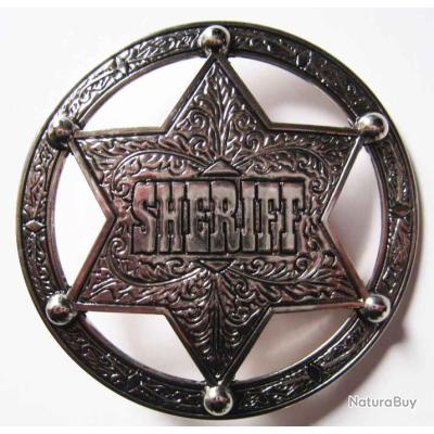 Boucle De Ceinture Sheriff Western - Métal Argenté, Largeur 40 Mm, Neuf Sans étiquette