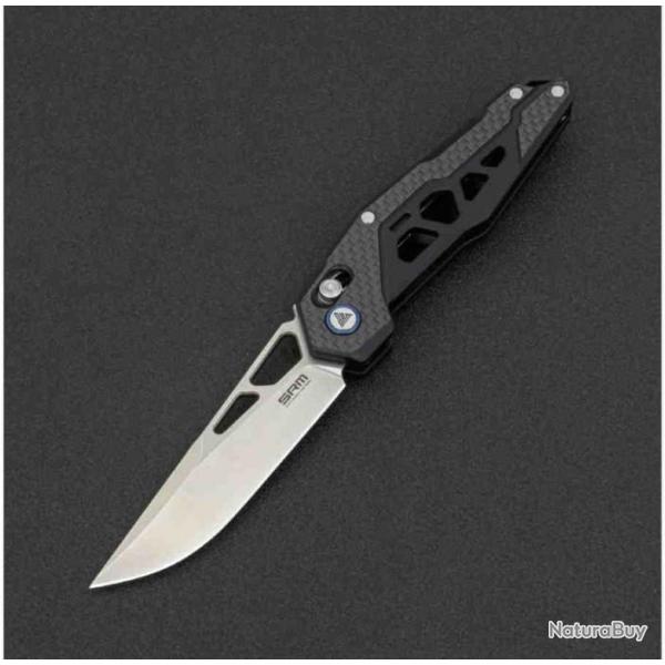 Couteau SRM Knives 9225 Ambi Lock Lame D2 Manche FCarbone/G10 Clip SRM9225KB