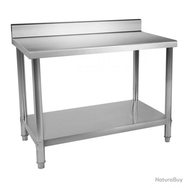 Table de travail inox avec dosseret 150 x 60 cm capacit de 159 kg 14_0003701