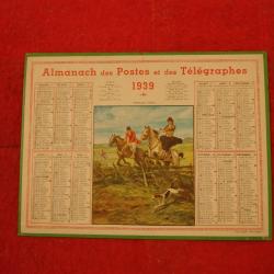 Calendrier CHASSE à courre 1939, Almanach des Postes et des télégraphes