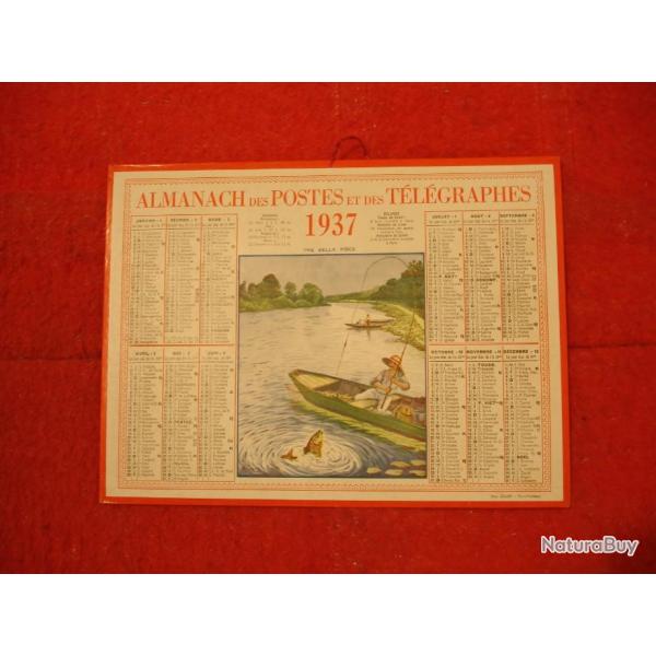 Calendrier Pche 1937, Almanach des Postes et des tlgraphes