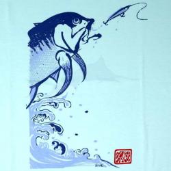 T-Shirt Fisherman Jumping GT L Turquoise