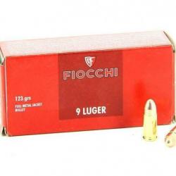 Boite de 50 munitions 9x19 124 gr FMJ  Fiocchi ou autres marques selon arrivage