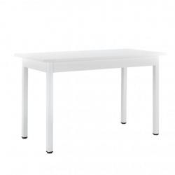 Table de salle à manger de cuisine MDF placage acier 120 cm x 60 cm x 75 cm blanc 03_0004293