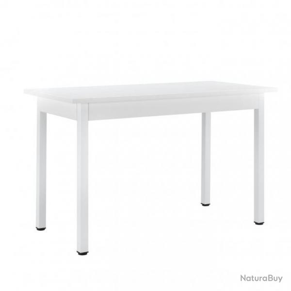 Table de salle  manger de cuisine MDF placage acier 120 cm x 60 cm x 75 cm blanc 03_0004293