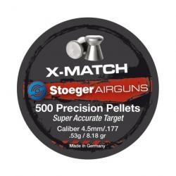 Boite de plombs Stoeger X-match tête plate 0.53 g - Cal. 4.5 Par 1 - Par 1