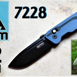 Couteau SRM Knives 7228 Ambi Lock Lame D2 Manche Blue G10 Clip SRM7228L