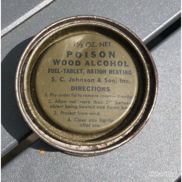 boite combustible pour ration C us ww2 (poison wood alcohol fuel tablet ration heating) rchaud