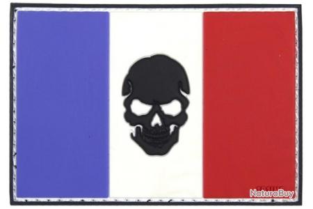Patch 3D drapeau France + tete de mort