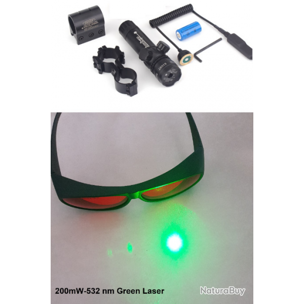 Kit Laser tactique point vert avec montage picatinny + dclanchement dport + lunette de protection