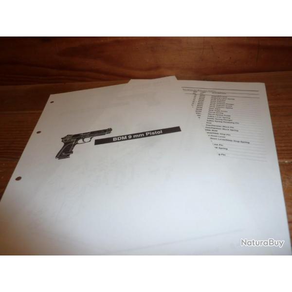 Documentation et vue clate Browning 9mm
