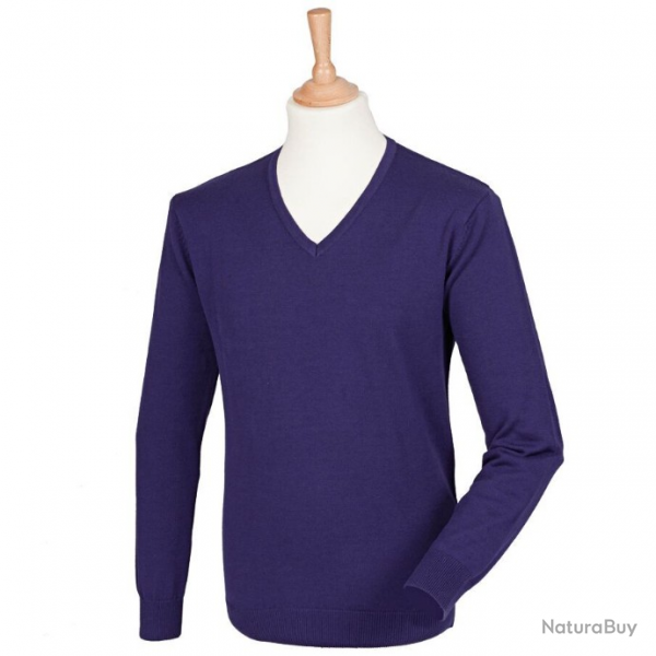 Pull 12 jauge col V Homme HENBURY violet HY720