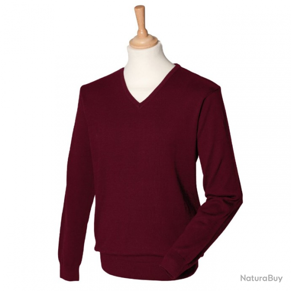 Pull 12 jauge col V Homme HENBURY Bourgogne HY720