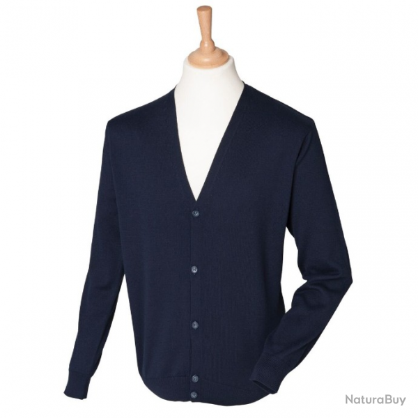 Cardigan Col V Homme 5 boutons bleu HY722