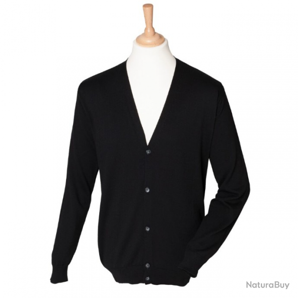 Cardigan Col V Homme 5 boutons NOIR HY722