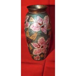 Vase en cuivre jaune émaillé   ( Livré par Happy post 13)