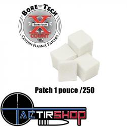 250 patchs carrés Bore Tech 1" pour calibre 22 long rifle