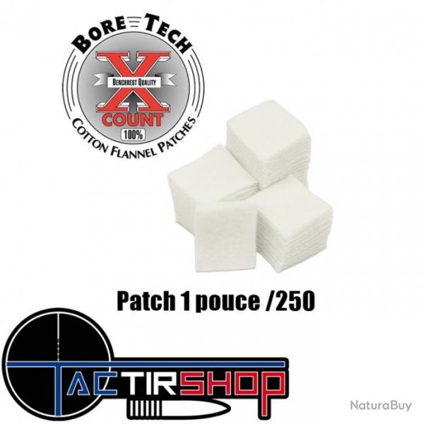 250 patchs carrs Bore Tech 1" pour calibre 22 long rifle