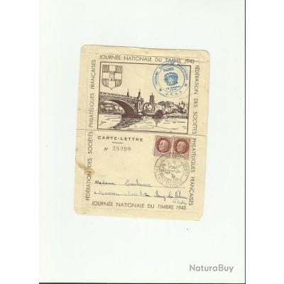 Carte Lettre Journee Nationale Du Timbre 1943 Numerote Cartes Postales Diverses