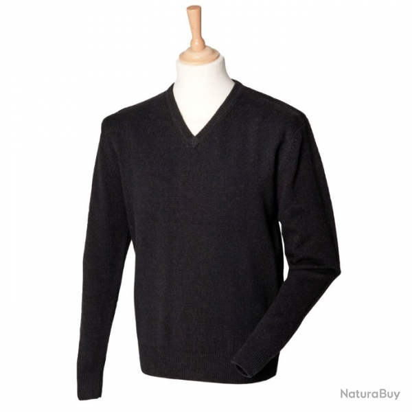 Pull Laine d'agneau col V NOIR HENBURY HY73007