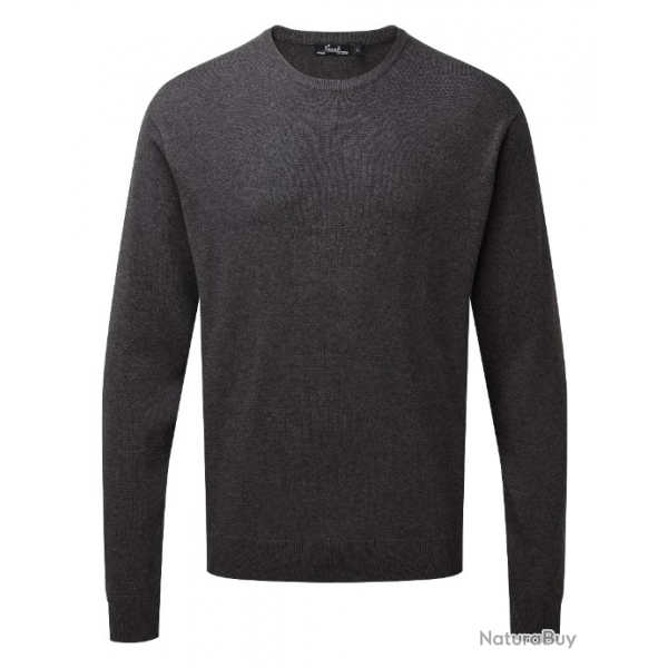 Pull en maille de coton  col rond-PREMIER  gris PR69207