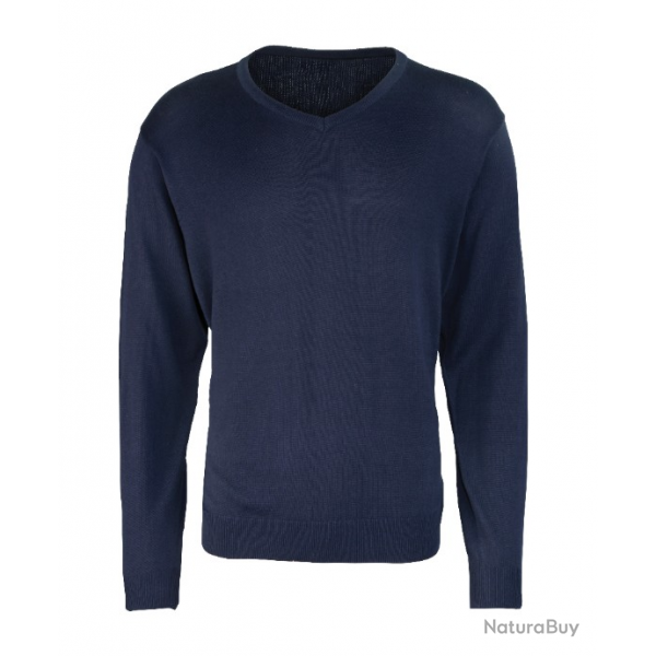 Pull col V Homme PREMIER  bleu PR69407