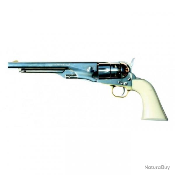 Revolver Pietta 1860 Army acier blanc cross ivoirine - Cal. 44