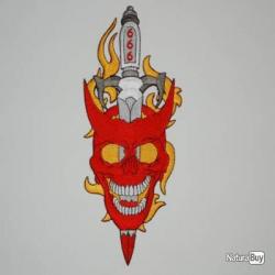 PATCH EN TISSU 666  - COULEUR ROUGE - BRODÉ