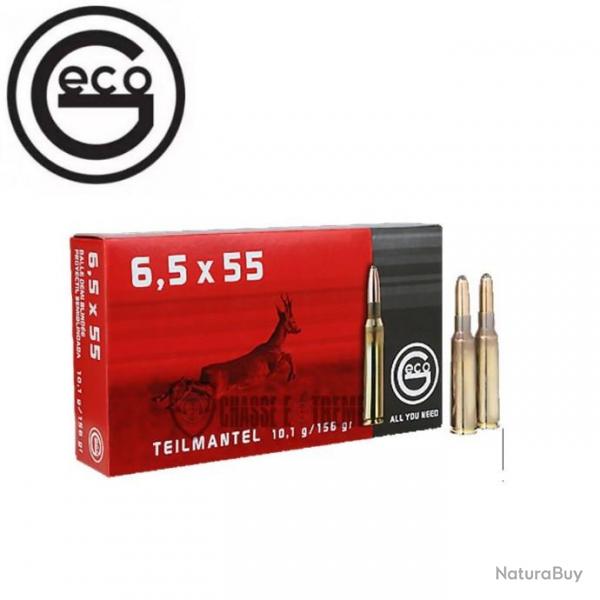 20 Munitions GECO Demi-Blinde cal 6.5x55 156gr TM