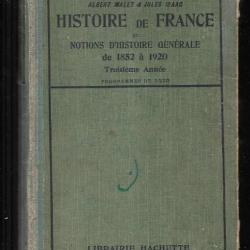 histoire de france et notions d'histoire générale de 1852 à 1920 albert malet et jules isaac
