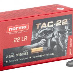 50 Munitions NORMA Cal 22lr 40gr Tac Lrn