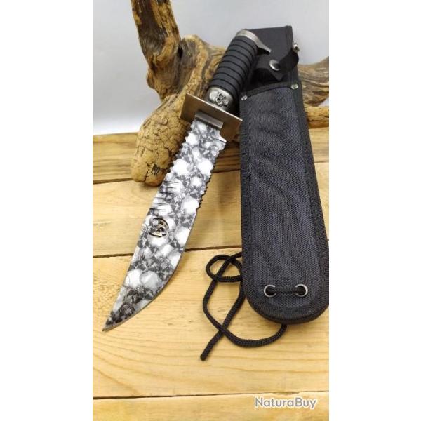 Couteau bowie style Rambo Lame 5mm et 22 cm de long poids 750g 0724905