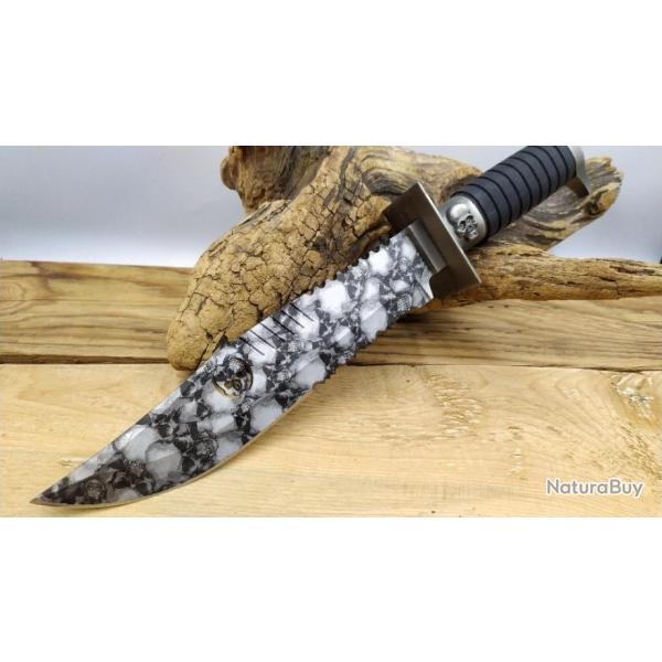 Couteau bowie style Rambo Lame 5mm et 22 cm de long poids 750g 07249005