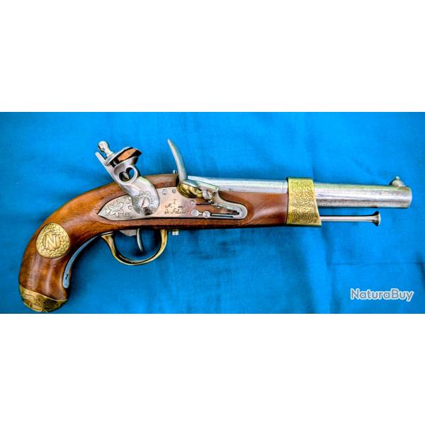 Maghifique Pistolet  Silex pr XXe 1960, avec canon d'origine de1822