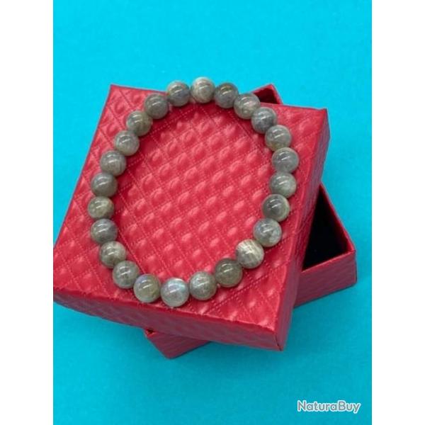 Bracelet de lithothrapie pierre Labradorite perles 8 mm avec coffret
