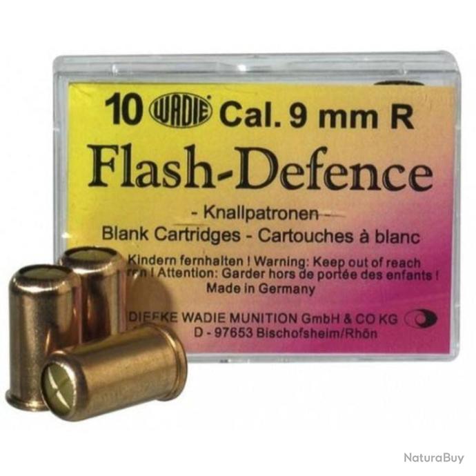Balle à blanc Wadie Flash défence - Par 10 - Cal. 9 mm R / 380 - Munitions  pour arme d'alarme (blanc, poivre, gaz) (7850939)