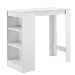 Table de bar avec rangement bistro haut 3 étagères 110 cm blanc 03_0006187