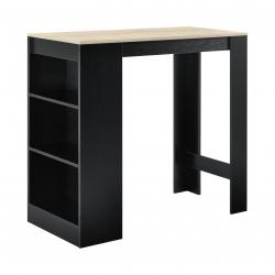 Table de bar avec rangement bistro haut avec 3 étagères 110 cm noir et chêne 03_0006191