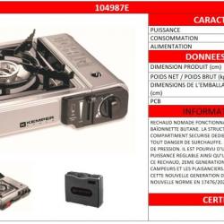 RECHAUD A GAZ PORTABLE